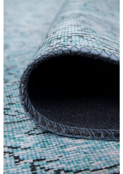 Lisburn Klasik Turkuaz Polyester Dikdörtgen Modern Desenli Pamuk Makinada Yıkanabilir Hav Toz Vermez Leke Tutmayan Kaymaz Taban Dijital Makine Baskı Salon Yolluk Mutfak Halı modelleri