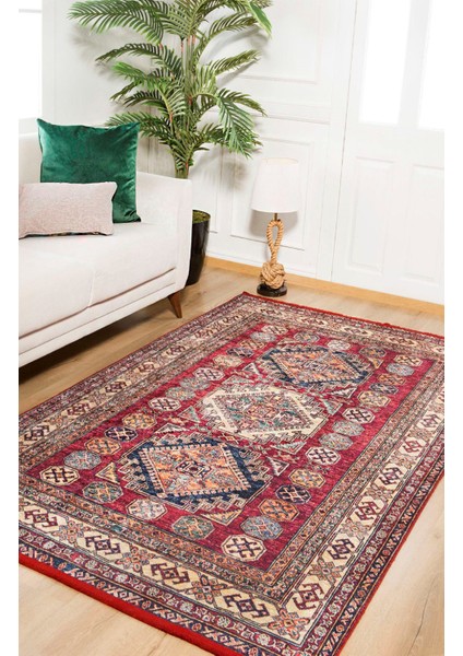 Novotroitsk Kırmızı Modern Etnik Desenli Makinada Yıkanabilir Hav Toz Vermez Leke Tutmayan Kaymaz Taban Dijital Makine Baskı Salon Yolluk Mutfak Halı modelleri