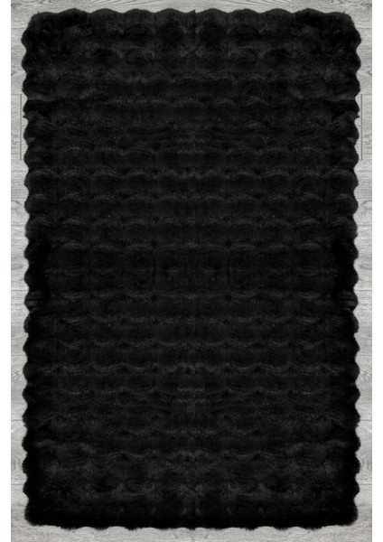 Freda Düz Siyah Polyester Dikdörtgen Modern Desenli Akrilik Hav Vermeyen Leke Tutmayan Kolay Temizlenen Yumuşak Makine Salon Yolluk Mutfak Halı