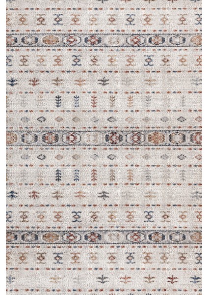 Krem Figürlü Etnik Modern Desenli Pamuk Makinada Yıkanabilir Hav Toz Vermez Leke Tutmayan Kaymaz Taban Dijital Makine Baskı Salon Yolluk Mutfak Halı