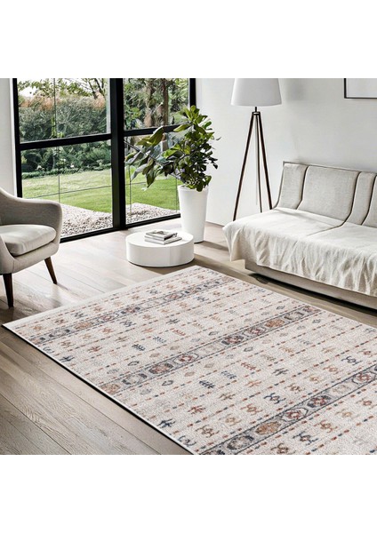 Krem Figürlü Etnik Modern Desenli Pamuk Makinada Yıkanabilir Hav Toz Vermez Leke Tutmayan Kaymaz Taban Dijital Makine Baskı Salon Yolluk Mutfak Halı fiyatları