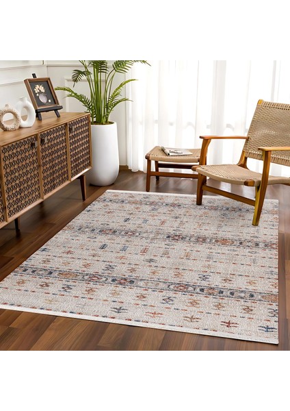 Krem Figürlü Etnik Modern Desenli Pamuk Makinada Yıkanabilir Hav Toz Vermez Leke Tutmayan Kaymaz Taban Dijital Makine Baskı Salon Yolluk Mutfak Halı fırsatları