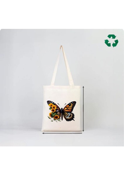 Kelebek Baskili Bez Çanta