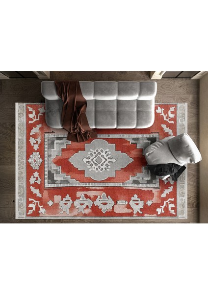 Çerçeveli Kırmızı Pamuk Dikdörtgen Modern Desenli Pamuk Makinada Yıkanabilir Hav Toz Vermez Leke Tutmayan Kaymaz Taban Dijital Makine Baskı Salon Yolluk Mutfak Halı fiyatları