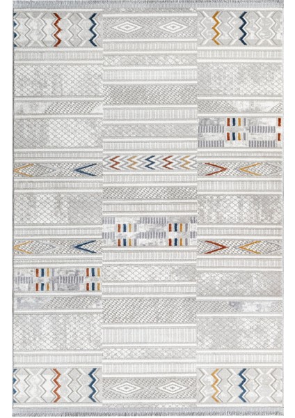 Faten Çizgili Gri Akrilik Dikdörtgen Modern Desenli Akrilik Hav Vermeyen Leke Tutmayan Kolay Temizlenen Yumuşak Makine Salon Yolluk Mutfak Halı fırsatları