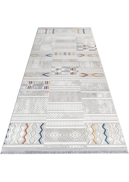 Faten Çizgili Gri Akrilik Dikdörtgen Modern Desenli Akrilik Hav Vermeyen Leke Tutmayan Kolay Temizlenen Yumuşak Makine Salon Yolluk Mutfak Halı indirimleri