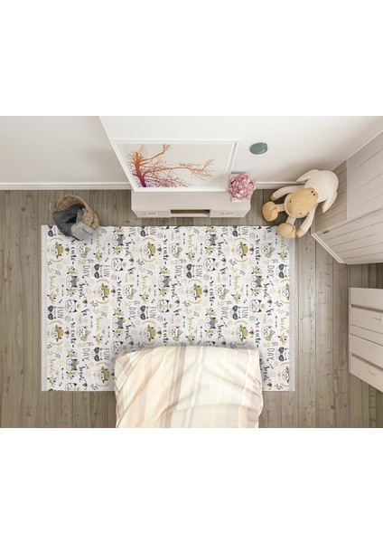 Figürlü Beyaz Pamuk Dikdörtgen Modern Desenli Pamuk Makinada Yıkanabilir Hav Toz Vermez Leke Tutmayan Kaymaz Taban Dijital Makine Baskı Salon Yolluk Mutfak Halı modelleri