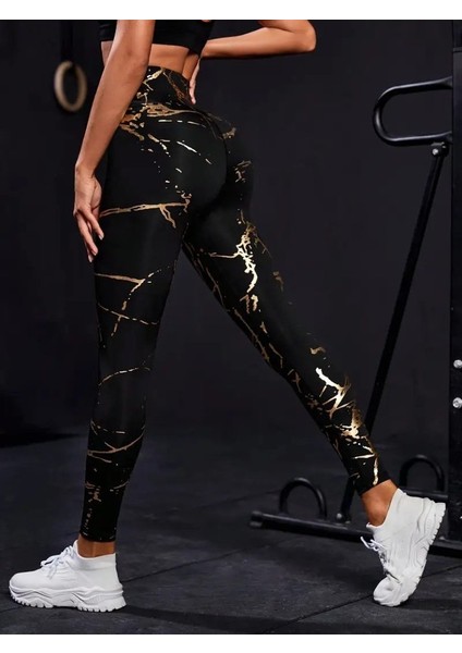 Kadın Yüksek Bel Desenli Spor Tayt fırsatları