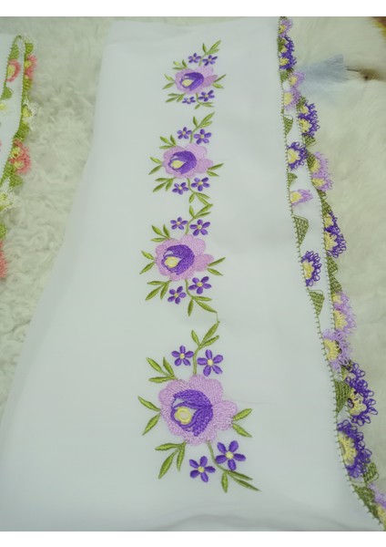El Emeği Nakış Işlemeli Iğne Oyalı Namaz Örtüsü Çeyizlik Mevlit Başörtüsü Krep Kumaş 145X75 cm fiyatları