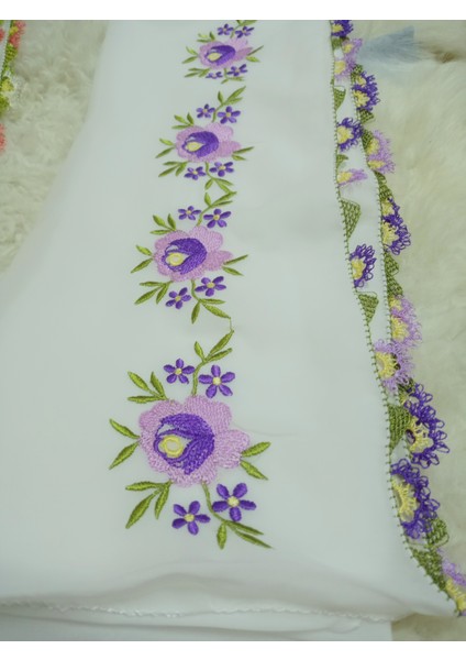 El Emeği Nakış Işlemeli Iğne Oyalı Namaz Örtüsü Çeyizlik Mevlit Başörtüsü Krep Kumaş 145X75 cm modelleri