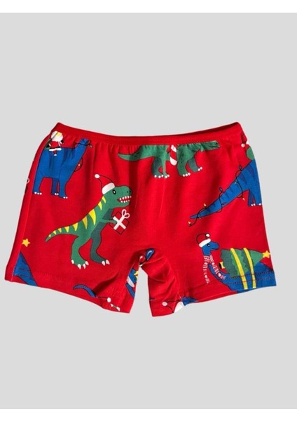 Erkek Çocuk Pamuklu Yeni Yıl Temalı Dinozor Desenli Kutulu Atlet Boxer Takımı modelleri