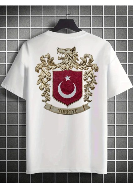 Bozkurt Sembol Türkiye Sırt ve Ön Baskılı Unisex T-Shirt
