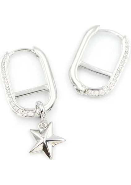 Halka Yıldız Küpe - Gümüş