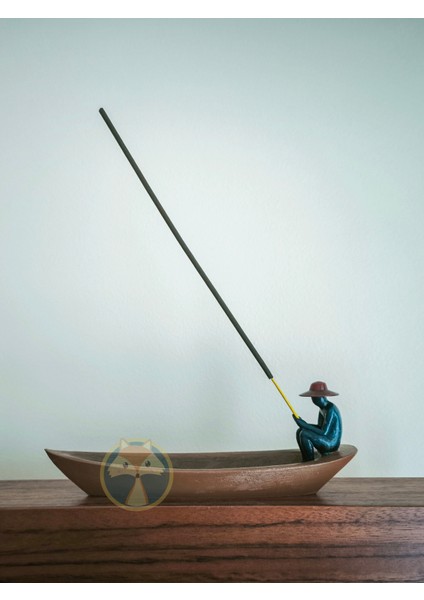 Minimalist Balıkçı Figürlü Kayık Tütsülük – 3D Baskı Dekoratif Ürün fırsatları