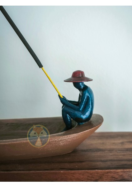Minimalist Balıkçı Figürlü Kayık Tütsülük – 3D Baskı Dekoratif Ürün indirimleri