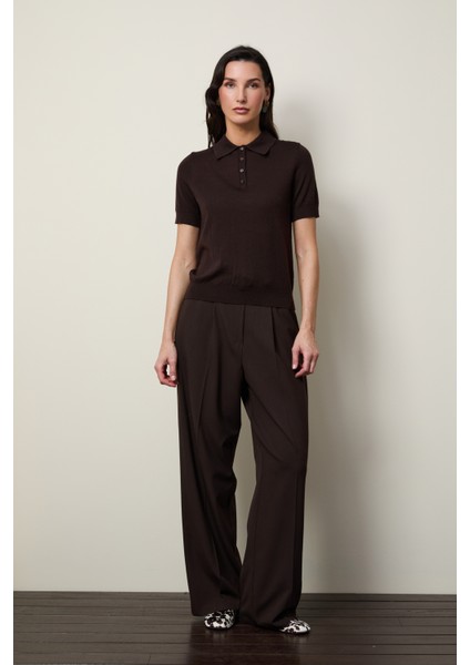 %100 Yün Polo Yaka Kazak