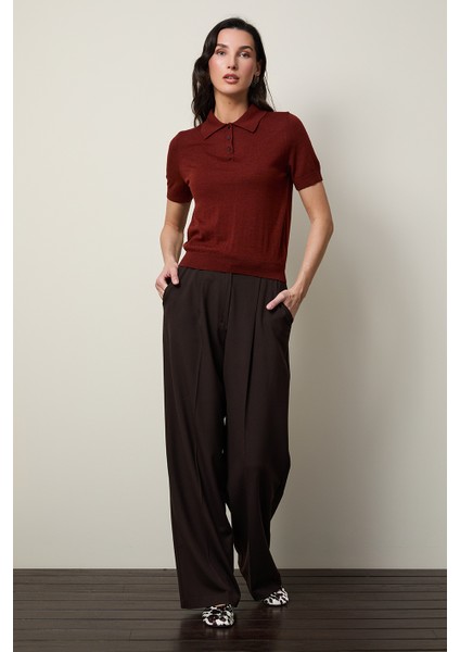 %100 Yün Polo Yaka Kazak