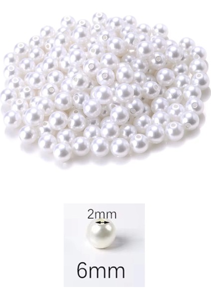 50 Gram 6mm Beyaz Renk Plastik Inci Boncuk Çanta ve Takı Yapım Boncuğu (~375 Adet) fiyatları