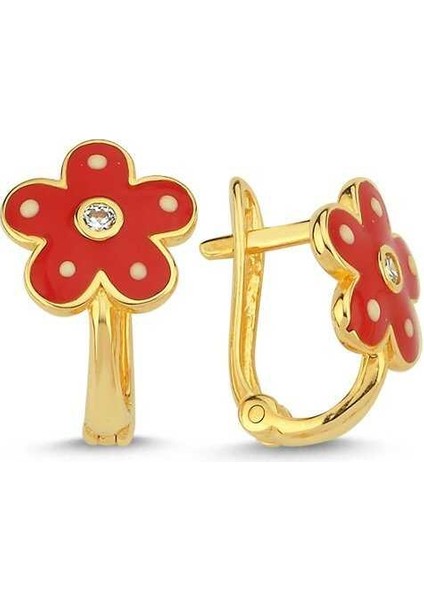 Kırmızı Çiçek Çocuk Küpesi