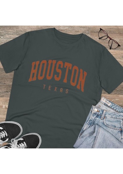 Houston Texas Baskılı Kadın Pamuk T-Shirt