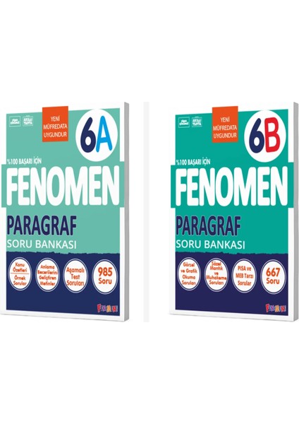 Fenomen 6. Sınıf Paragraf A + B Soru Bankası Seti 2 Kitap Fenomen