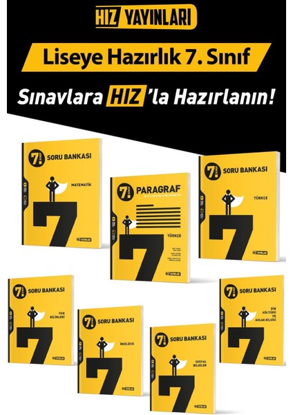 7.sınıf Tüm Dersler Soru Bankası Seti Güncel Baskı 7 Kitap Hız Ya