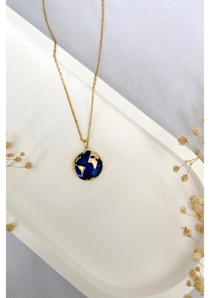 Dünya Desenli Açılabilir Kapaklı Fotoğraf Koyulabilen Çelik Kolye Çift Kolyesi modelleri