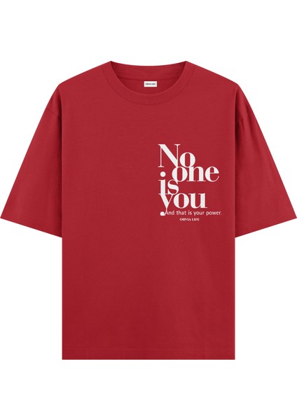 No One Is You - Oversize T-Shirt Kırmızı