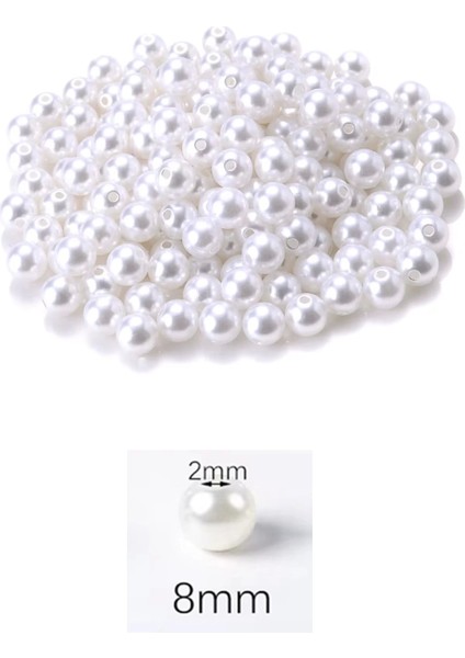 1.000 Gram (1 Kg.) 8mm Beyaz Renk Plastik İnci Boncuk Çanta ve Takı Yapım Boncuğu (~3.200 Adet) fiyatları