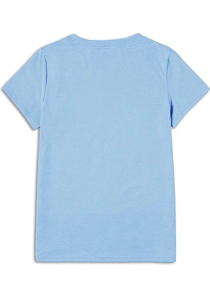 Everything Is Fine Baskılı Kadın Bebe Mavisi Pamuk T-Shirt fiyatları