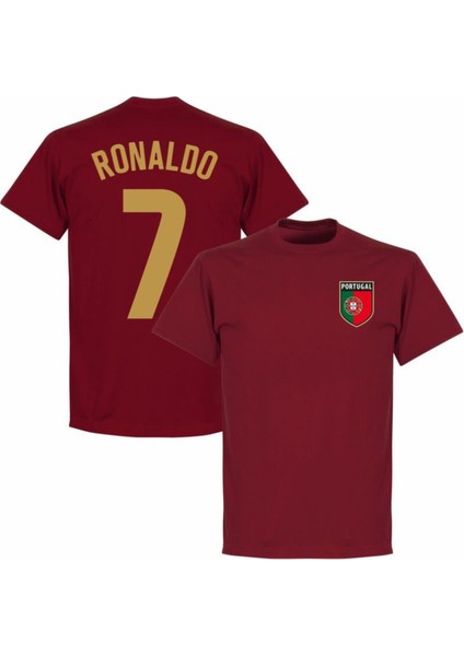 Ronaldo 7 Baskılı Unisex Bordo T-Shirt