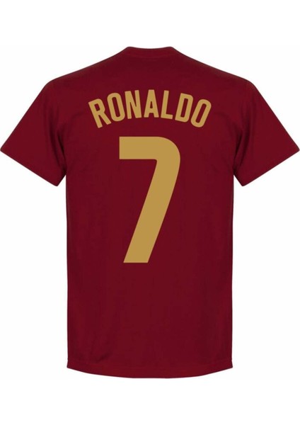 Ronaldo 7 Baskılı Unisex Bordo T-Shirt fiyatları