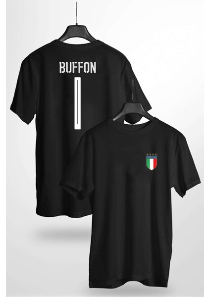 Gianluigi Buffon 1 Forma Tasarım Baskılı Siyah T-Shirt