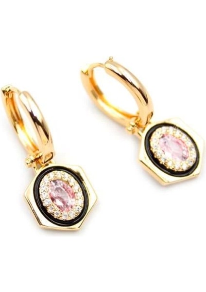 Taşlı Küpe - Açık Pembe