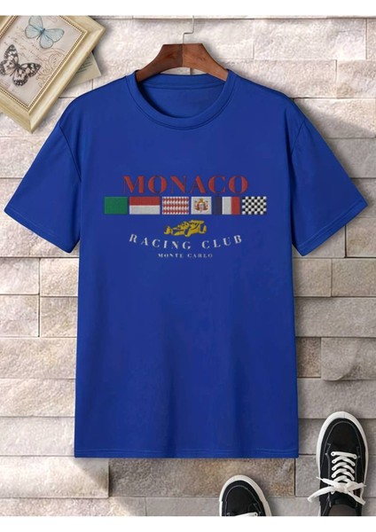 Formula 1 Monaco F1 Racing Club Monte Carlo Baskılı Unisex Pamuk T-Shirt
