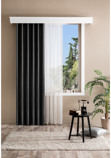 Bright Hazır Fon Perde Antrasit 150X260 cm