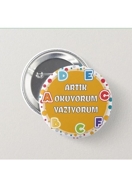 Artık Okuyorum Yazıyorum - Çocuk Iğneli Rozet (30 Adet) Yaka Çanta