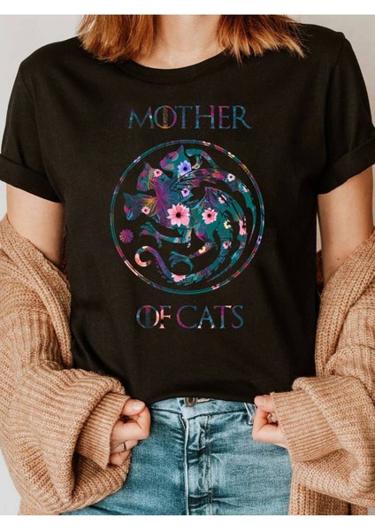 Mother Of Cats Tasarım Baskılı Kadın T- Shirt