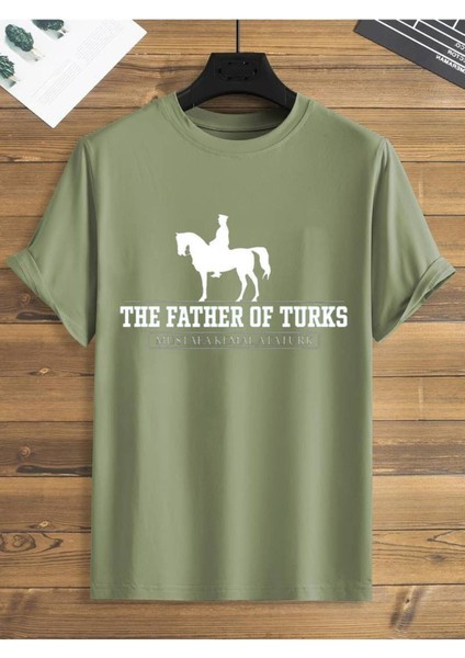 Mustafa Kemal Atatürk Father Of Turks Baskılı Unisex Pamuk T-Shirt