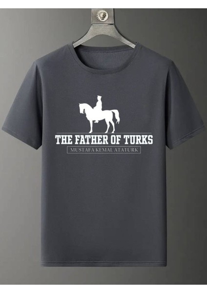 Mustafa Kemal Atatürk Father Of Turks Baskılı Unisex Pamuk T-Shirt