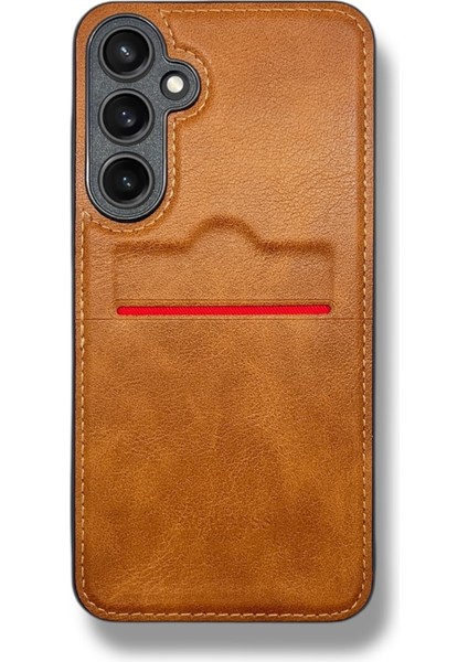 Samsung Galaxy A26 Kartlıklı Rich Boss Lüx Deri Kılıf Açık Kahve