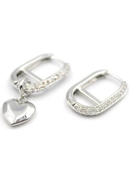 Kalp Sallantılı Küpe - Gümüş