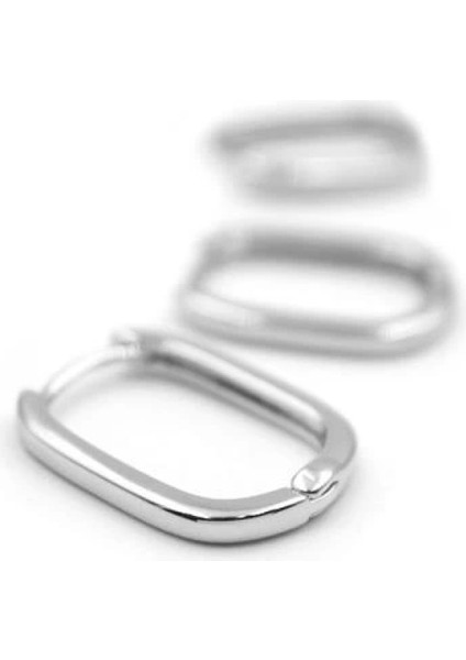 3'lü Taşsız Oval Halka Küpe - Gümüş