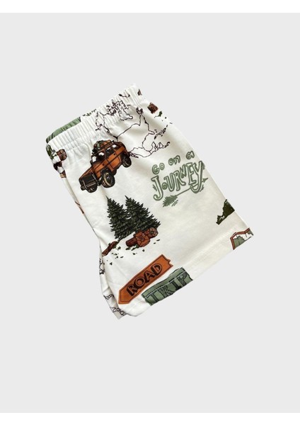 Erkek Çocuk Pamuklu Otobüs Kamyon Ağaç Desenli Beyaz Atlet Boxer Takımı modelleri