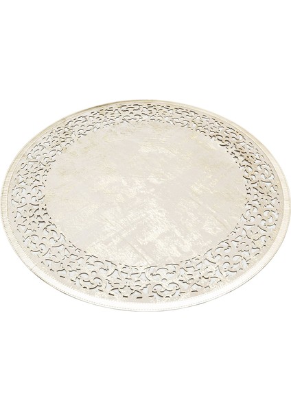 Kuchl Krem Modern Etnik Desenli Deri Halı modelleri