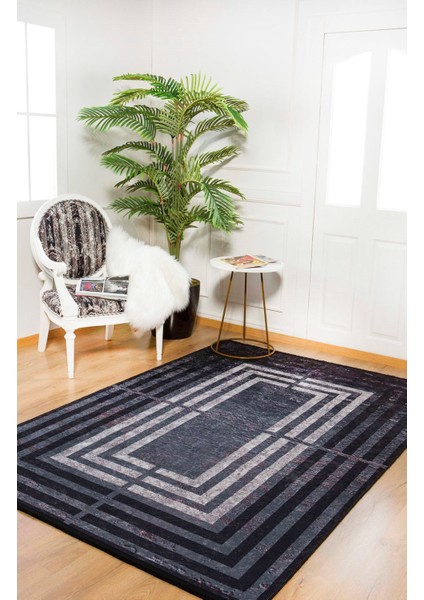 Rjev Antrasit Modern Etnik Desenli Makinada Yıkanabilir Hav Toz Vermez Leke Tutmayan Kaymaz Taban Dijital Makine Baskı Salon Yolluk Mutfak Halı modelleri