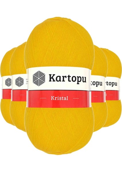 5 Adet Kristal Çift Katlı El Örgü Lif Ipi Koyu Sarı K320