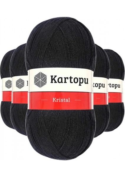 5 Adet Kristal Çift Katlı El Örgü Lif Ipi Siyah K940