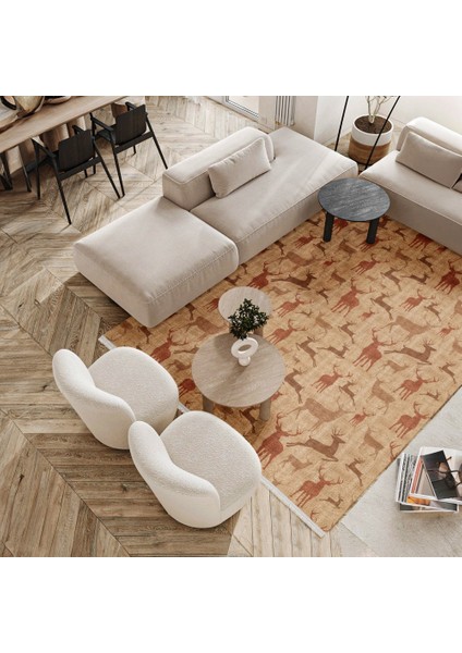 Figürlü Kahverengi Pamuk Dikdörtgen Modern Desenli Pamuk Makinada Yıkanabilir Hav Toz Vermez Leke Tutmayan Kaymaz Taban Dijital Makine Baskı Salon Yolluk Mutfak Halı fiyatları