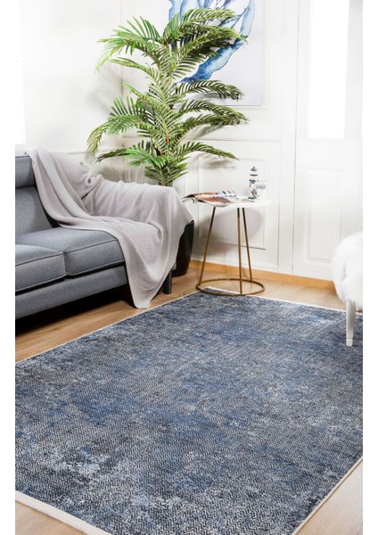 Voronej Mavi Zikzak Etnik Modern Desenli Makinada Yıkanabilir Hav Toz Vermez Leke Tutmayan Kaymaz Taban Dijital Makine Baskı Salon Yolluk Mutfak Halı modelleri